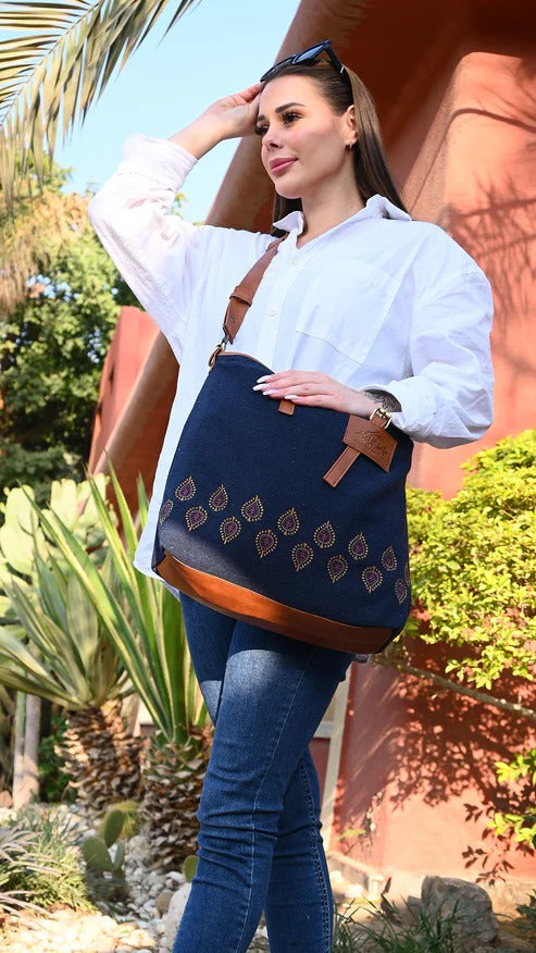 CityBag_ Peacock pattern( Navy )