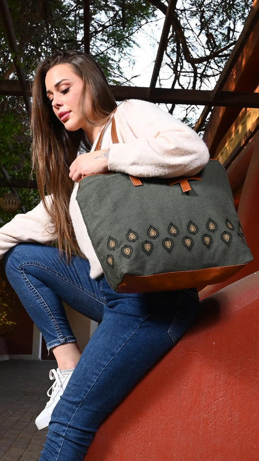 CityBag_ Peacock pattern( Olive green )